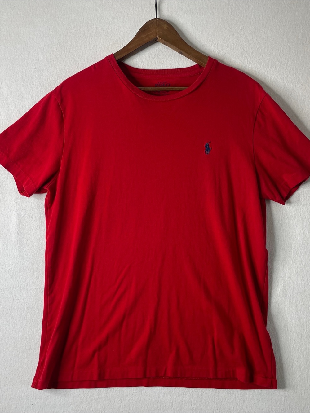 Polo Ralph Lauren Tee Mens Medium Red Crewneck Pony Classic Fit Preppy Old Money
